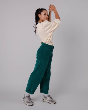 Corduroy Pleated Pants Sailing Green from Brava Fabrics