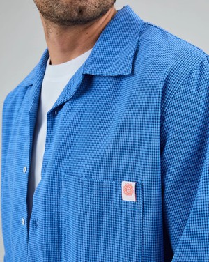 Asis Percales Daisy Checks Oversize Shirt Blue from Brava Fabrics