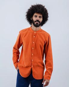 Babycord Japanese Mao Cotton Shirt Burnt Orange via Brava Fabrics