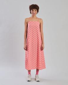 Asis Percales Daisy Strappy Straight Dress Red via Brava Fabrics