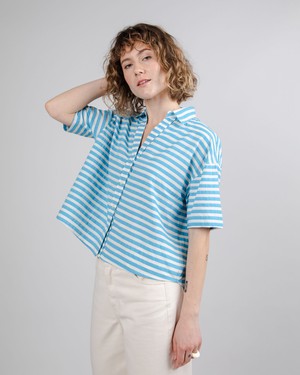 Stripes Cropped Blouse Blue from Brava Fabrics