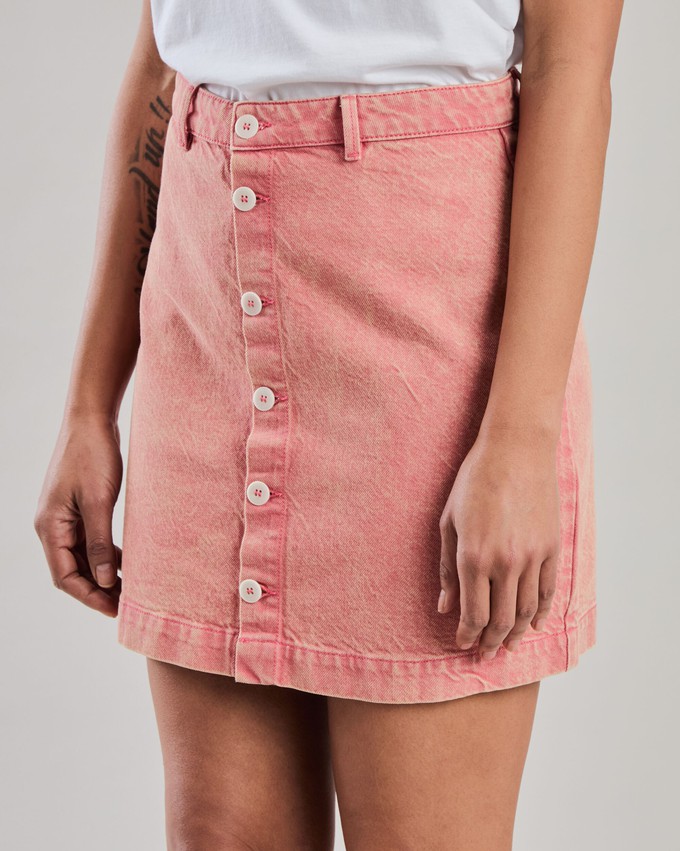 Washed Denim Mini Skirt Pink from Brava Fabrics