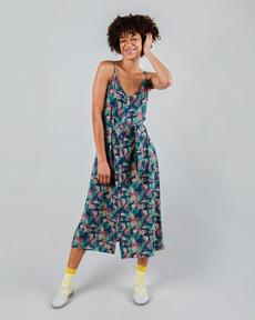 Flower Vichy Strap Dress Navy via Brava Fabrics