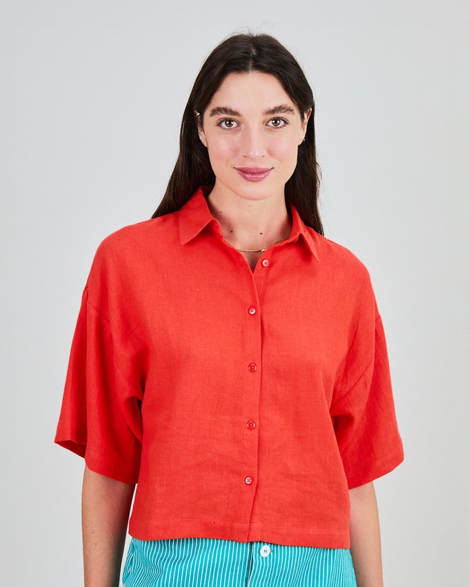 Boxy Squared Blouse Coral from Brava Fabrics