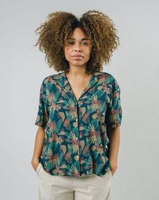 Blouse Flower Vichy Navy via Brava Fabrics