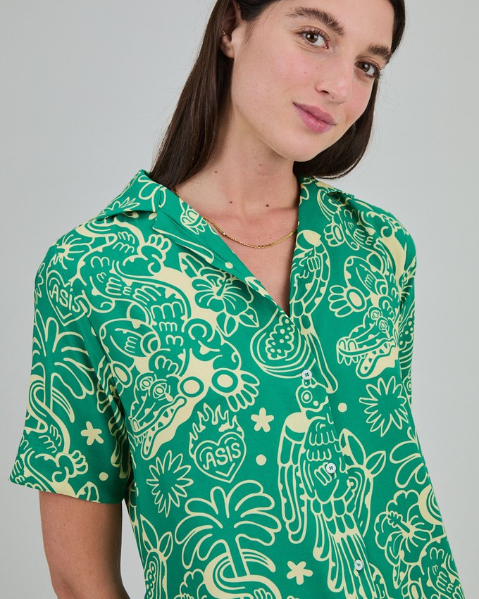 Asis Percales Crocodylus Long Dress Green from Brava Fabrics