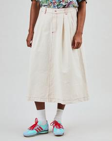 Denim Slub Midi Skirt Ecru via Brava Fabrics