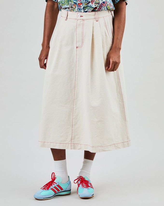 Denim Slub Midi Skirt Ecru from Brava Fabrics