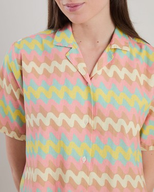 Pastel Wavy Stripes Aloha Blouse from Brava Fabrics