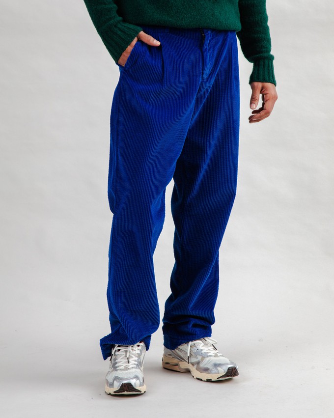 Corduroy Pleated Chino Pants Klein Blue from Brava Fabrics