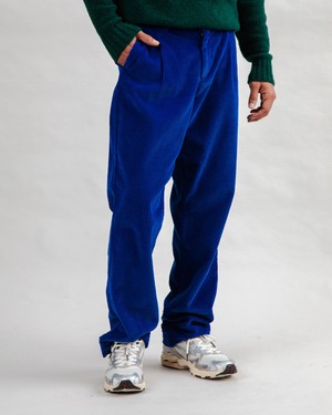 Corduroy Pleated Chino Pants Klein Blue from Brava Fabrics