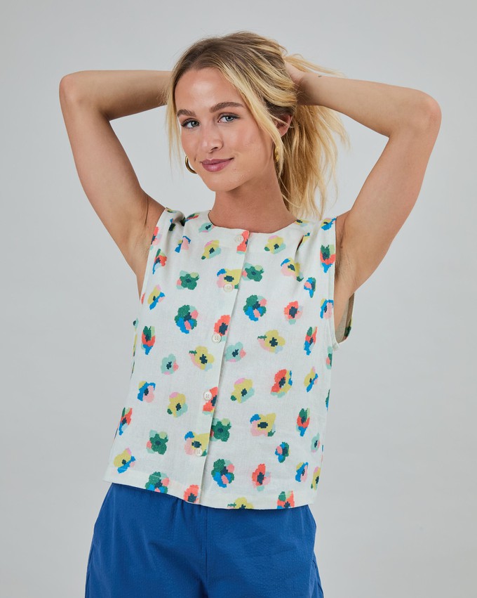 Mini Flower Button Up Blouse Ecru from Brava Fabrics
