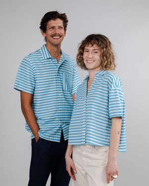 Stripes Cropped Blouse Blue from Brava Fabrics