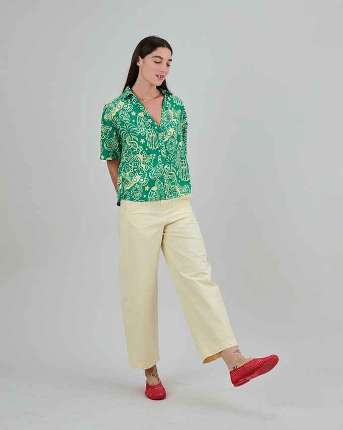 Asis Percales Crocodylus Oversize Cropped Blouse Green from Brava Fabrics