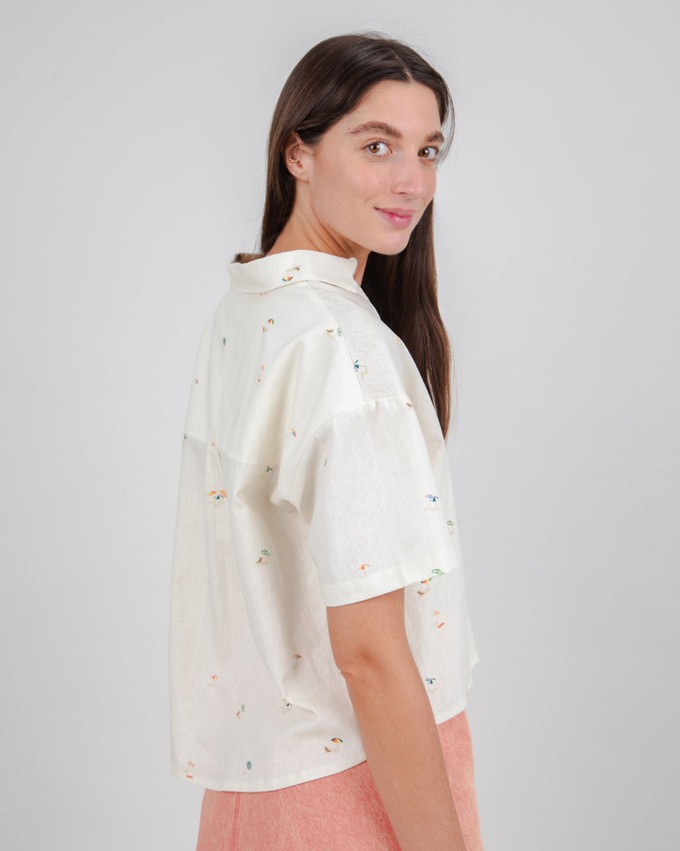 Beach Please Cropped Blouse Ecru from Brava Fabrics
