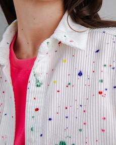 Splash Paint Corduroy Long Overshirt via Brava Fabrics