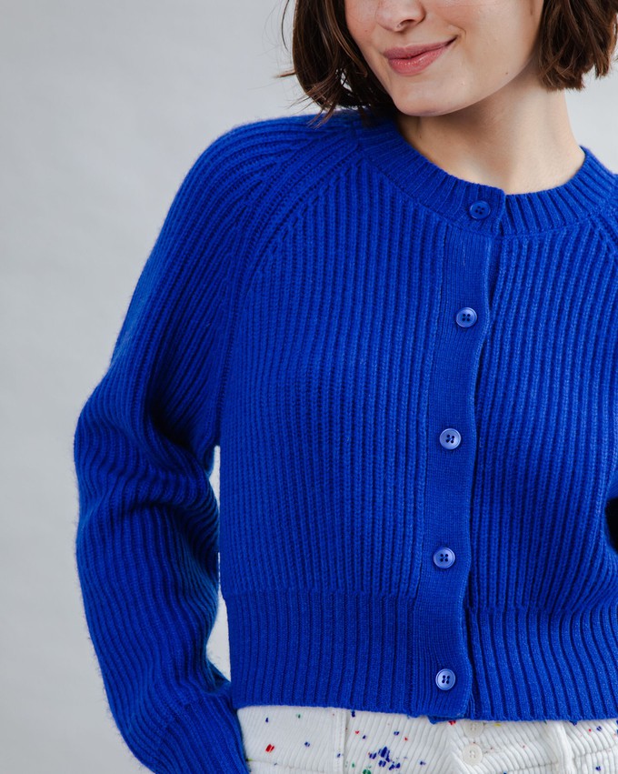 Wool Cropped Cardigan Blue Klein from Brava Fabrics