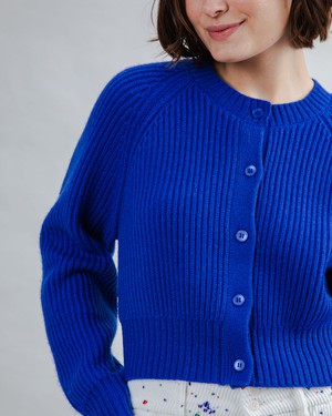 Wool Cropped Cardigan Blue Klein from Brava Fabrics
