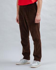 Corduroy Pleated Chino Pants Chocolate via Brava Fabrics