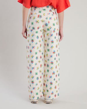 Mini Flower Straight Leg Pants Ecru from Brava Fabrics