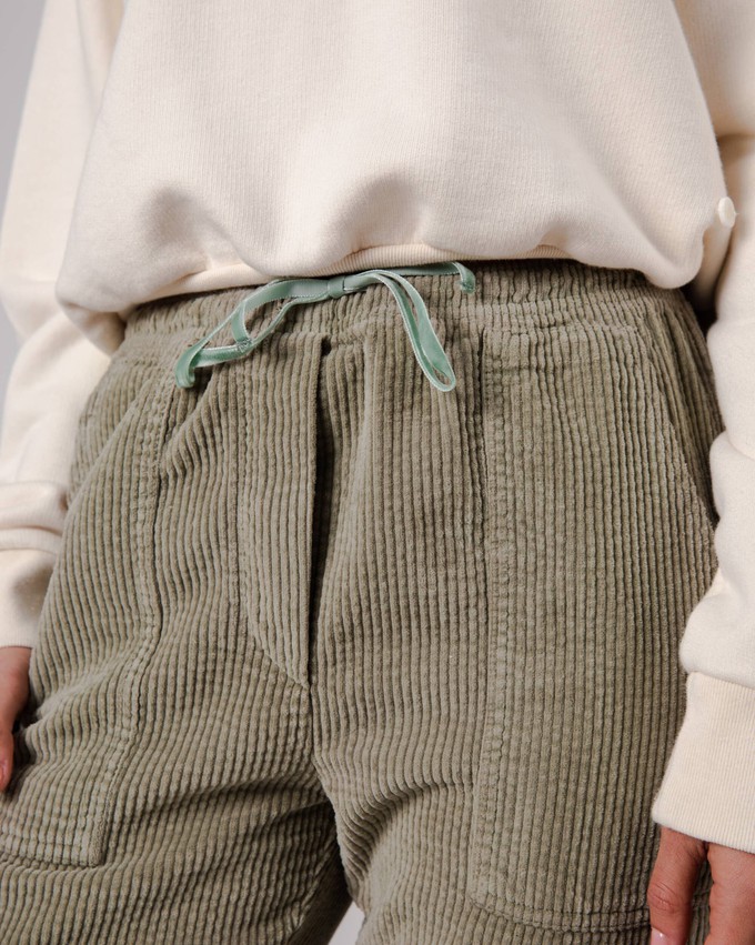 Patch Pocket Corduroy Pants Pale Green from Brava Fabrics