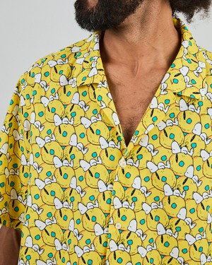 Peanuts Donuts Aloha Shirt Yellow from Brava Fabrics