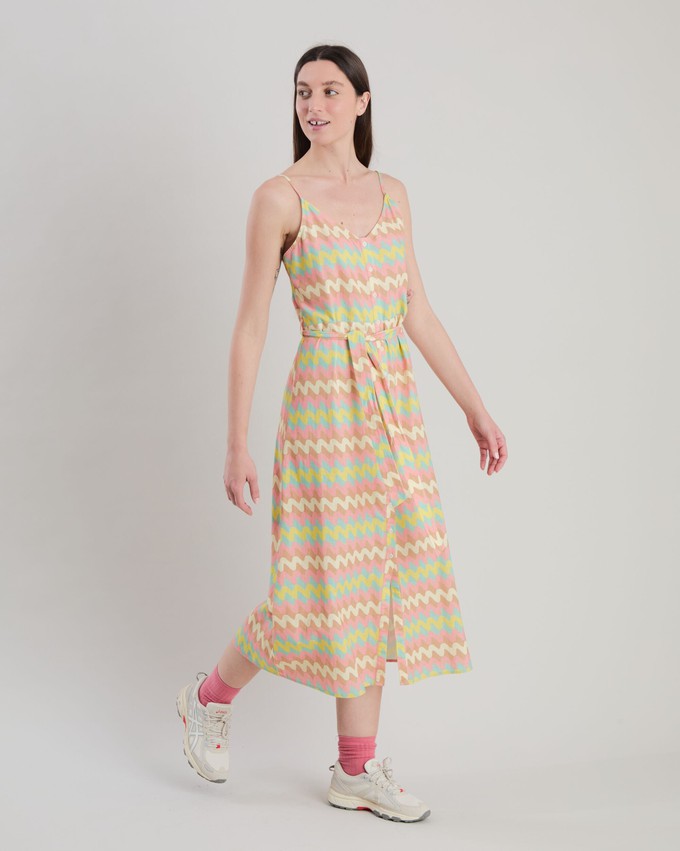 Pastel Wavy Stripes Strap Dress from Brava Fabrics