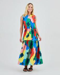 Maxi Flowers Sleeveless Shirt Dress via Brava Fabrics