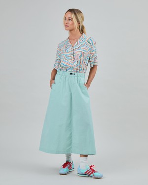 Elastic Comfy Midi Skirt Light Green from Brava Fabrics