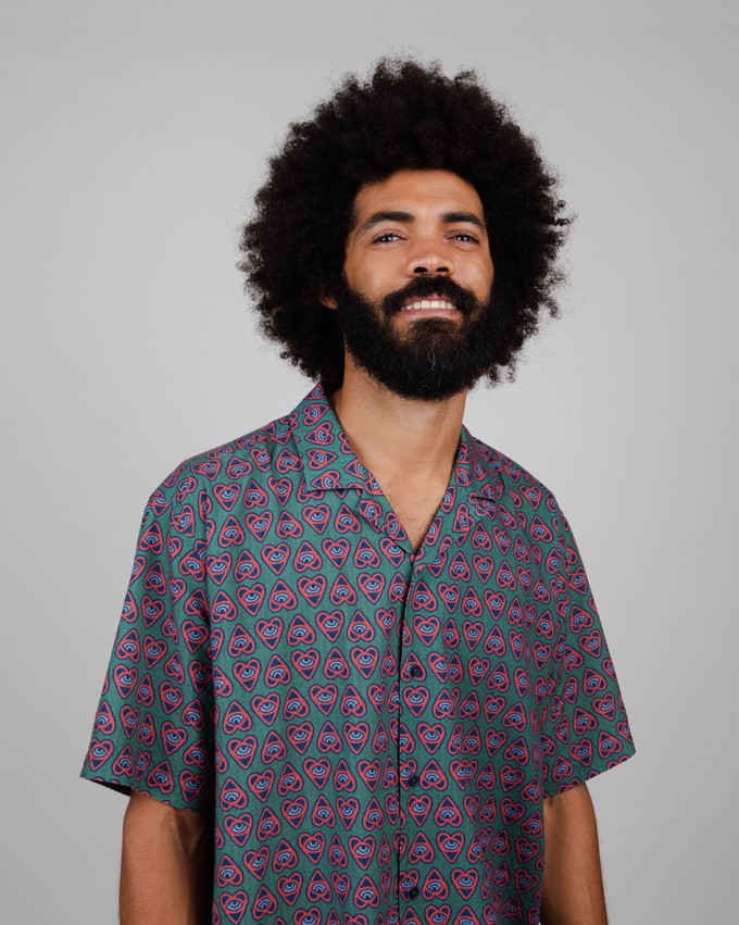 Asis Percales Heart Aloha Green from Brava Fabrics