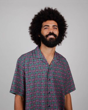 Asis Percales Heart Aloha Green from Brava Fabrics