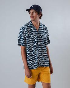 Sunset Aloha Shirt Navy via Brava Fabrics