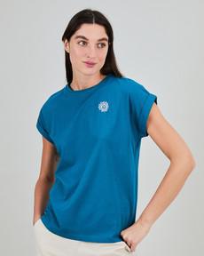 Asis Percales Daisy Scoop Tee Blue via Brava Fabrics