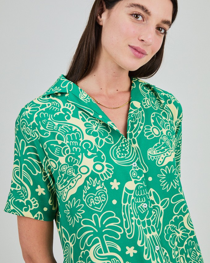 Asis Percales Crocodylus Long Dress Green from Brava Fabrics