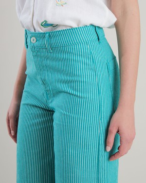 Denim Stripes Straight Leg Pants Green from Brava Fabrics