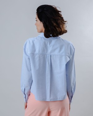 Seersucker Boxy Blouse Blue from Brava Fabrics