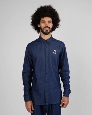 Peanuts Snoopy & Woodstock Flannel Shirt Navy from Brava Fabrics