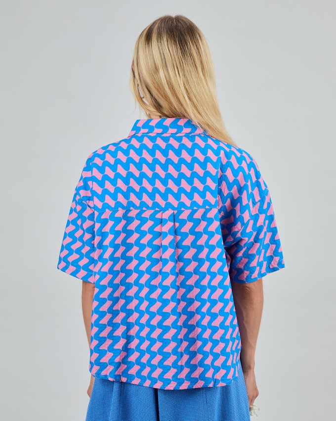 Gum Oversize Cropped Blouse Blue from Brava Fabrics