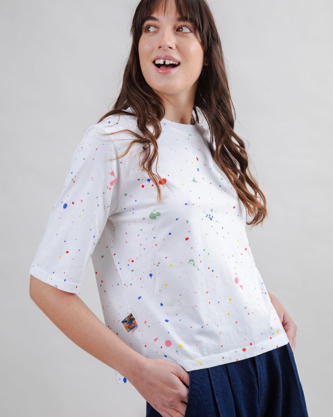 Splash Paint Squared Tee White from Brava Fabrics