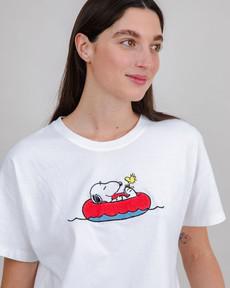 Peanuts Floating Oversize Tee White via Brava Fabrics