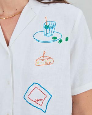 Chiringuito embroidery Aloha Blouse White from Brava Fabrics