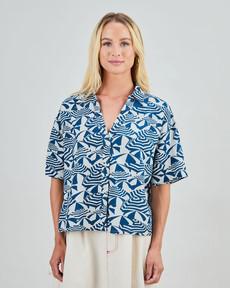 Sombrilla Oversize Cropped Blouse Blue via Brava Fabrics