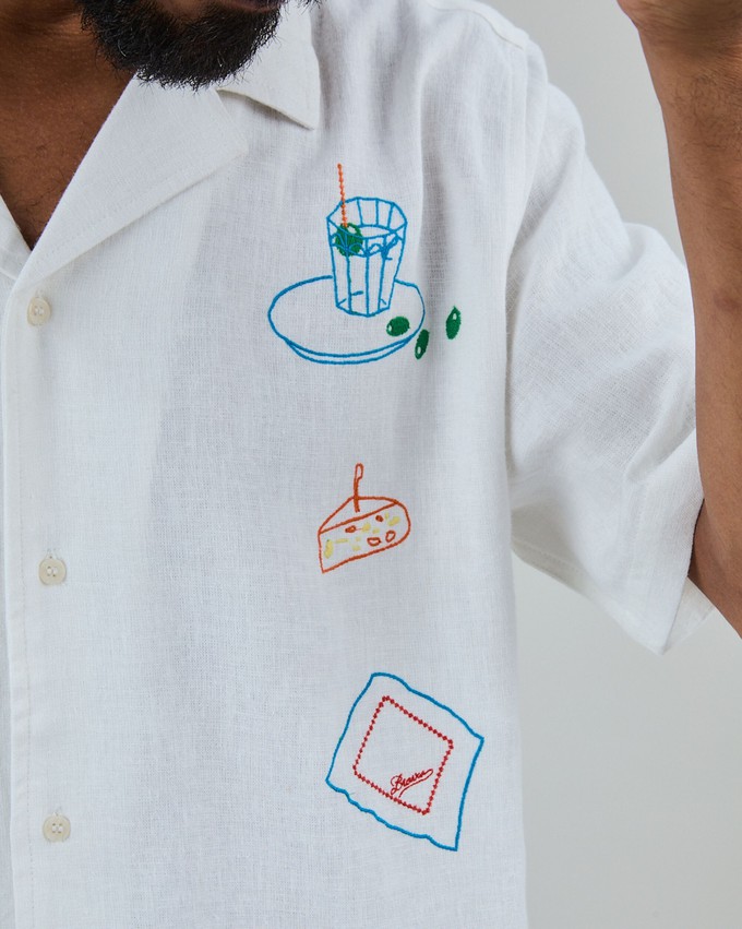 Chiringuito Embroidery Aloha Shirt White from Brava Fabrics