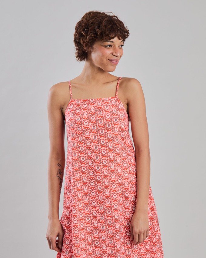 Asis Percales Daisy Strappy Straight Dress Red from Brava Fabrics