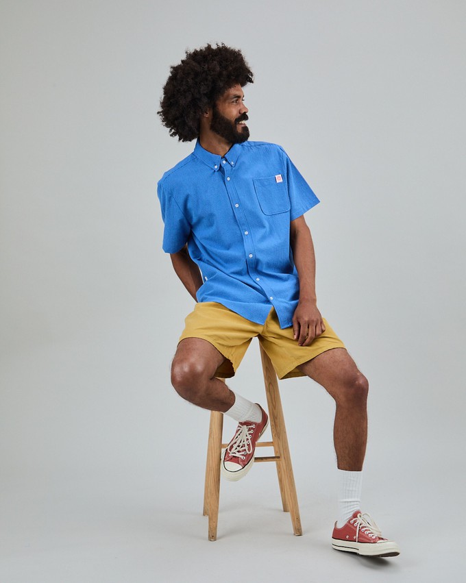 Asis Percales Daisy Checks Boxy Shirt Blue from Brava Fabrics