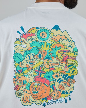 Asis Percales Party Animal Oversize T-Shirt White from Brava Fabrics