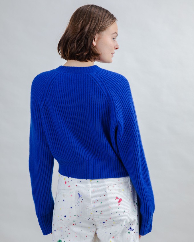 Wool Cropped Cardigan Blue Klein from Brava Fabrics