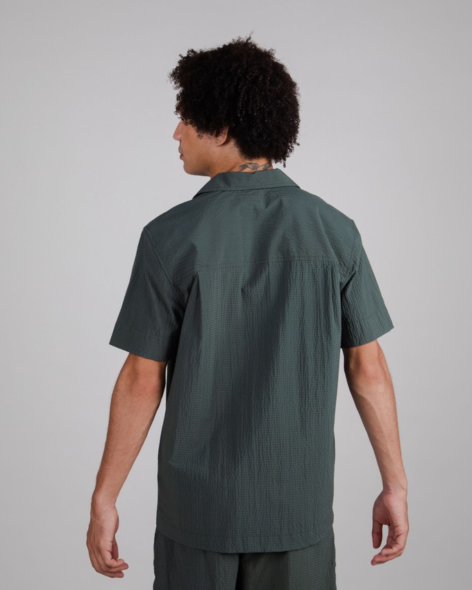 Seersucker Cotton Overshirt Dark Green from Brava Fabrics
