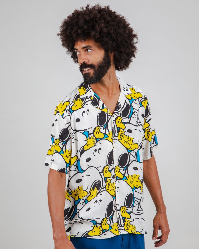 Peanuts Freehugs Aloha Shirt White from Brava Fabrics