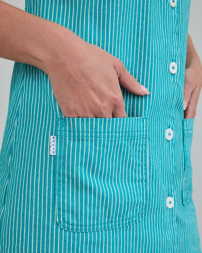 Denim Stripes Short Dress Green from Brava Fabrics